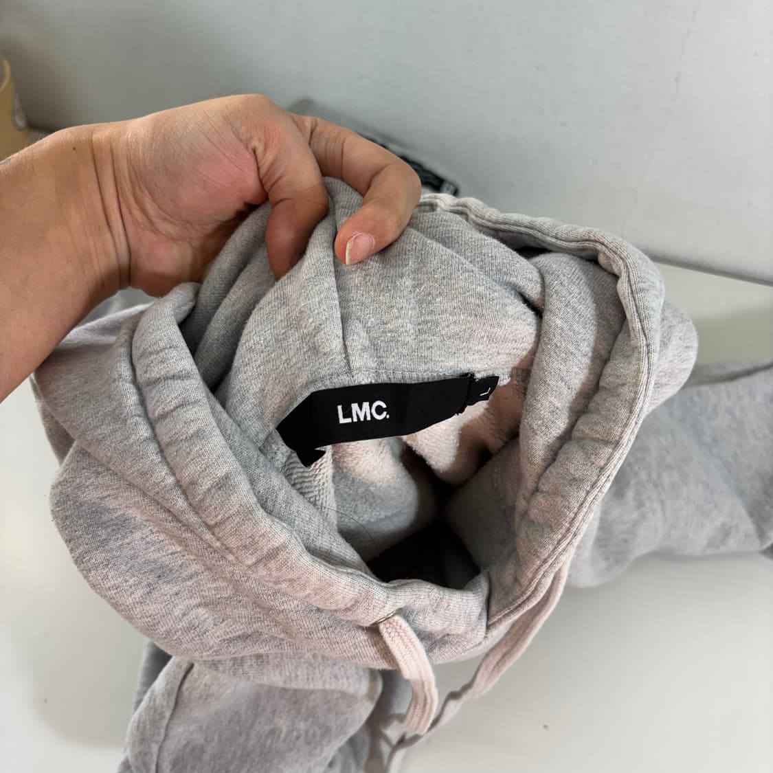 L LMC 엘앰씨 멜란지그레이 오버핏 스웻코튼 크롭후드티 상품이미지5