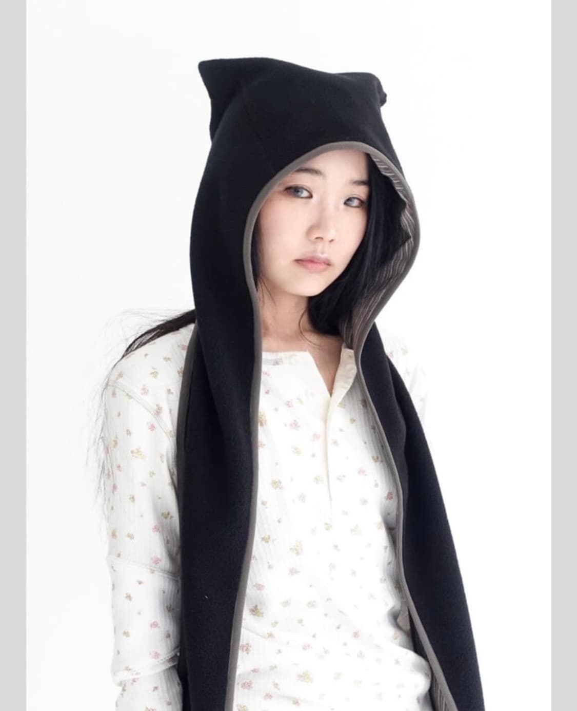 샵페어리 고양이 후드 머플러 블랙 상품이미지2