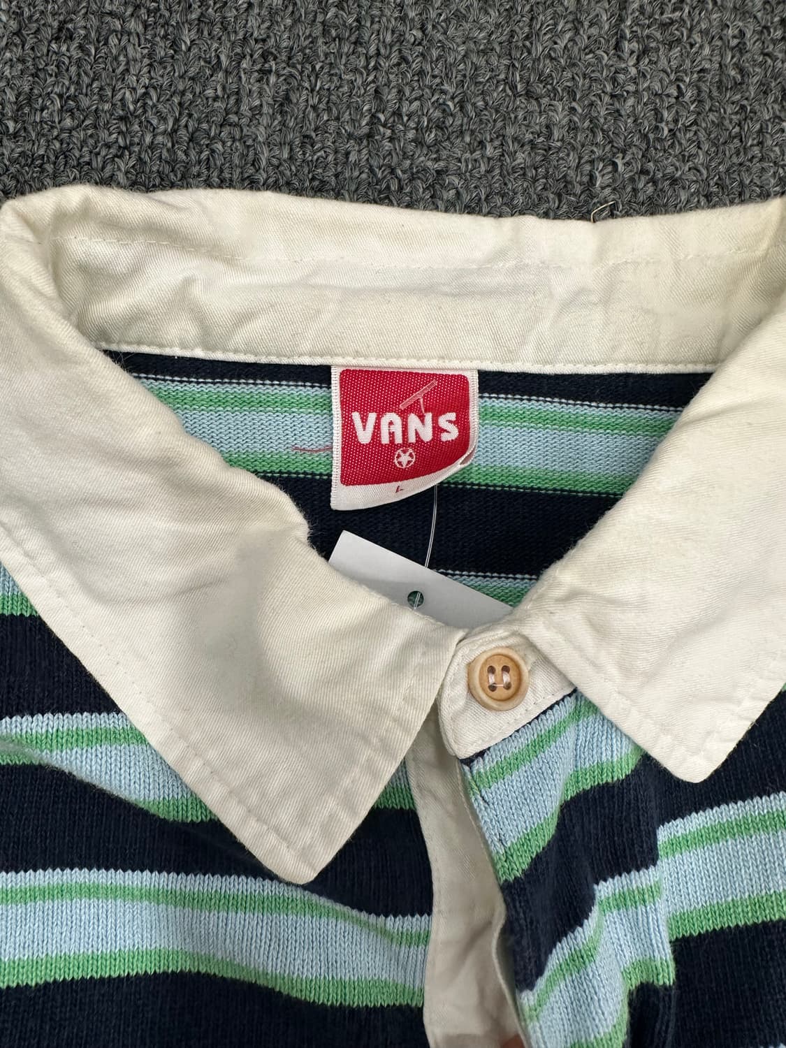 L)Vans 그린 네이비 럭비 셔츠 롱슬리브 상품이미지3