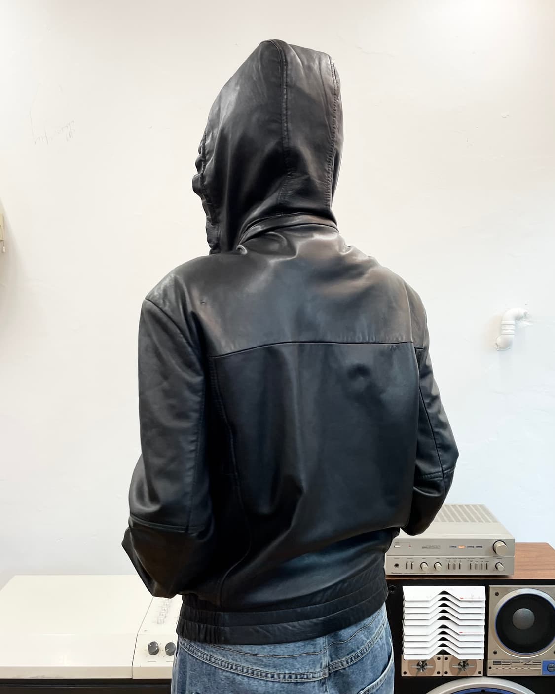 [M] DKNY 레더 후드 자켓 상품이미지1