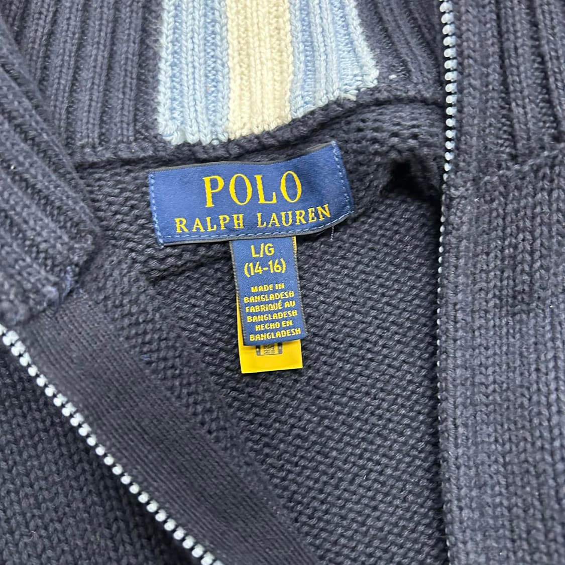 *최신형 폴로 랄프로렌 큐알택 네이비 걸즈 니트 집업 희귀져지(L) 상품이미지5