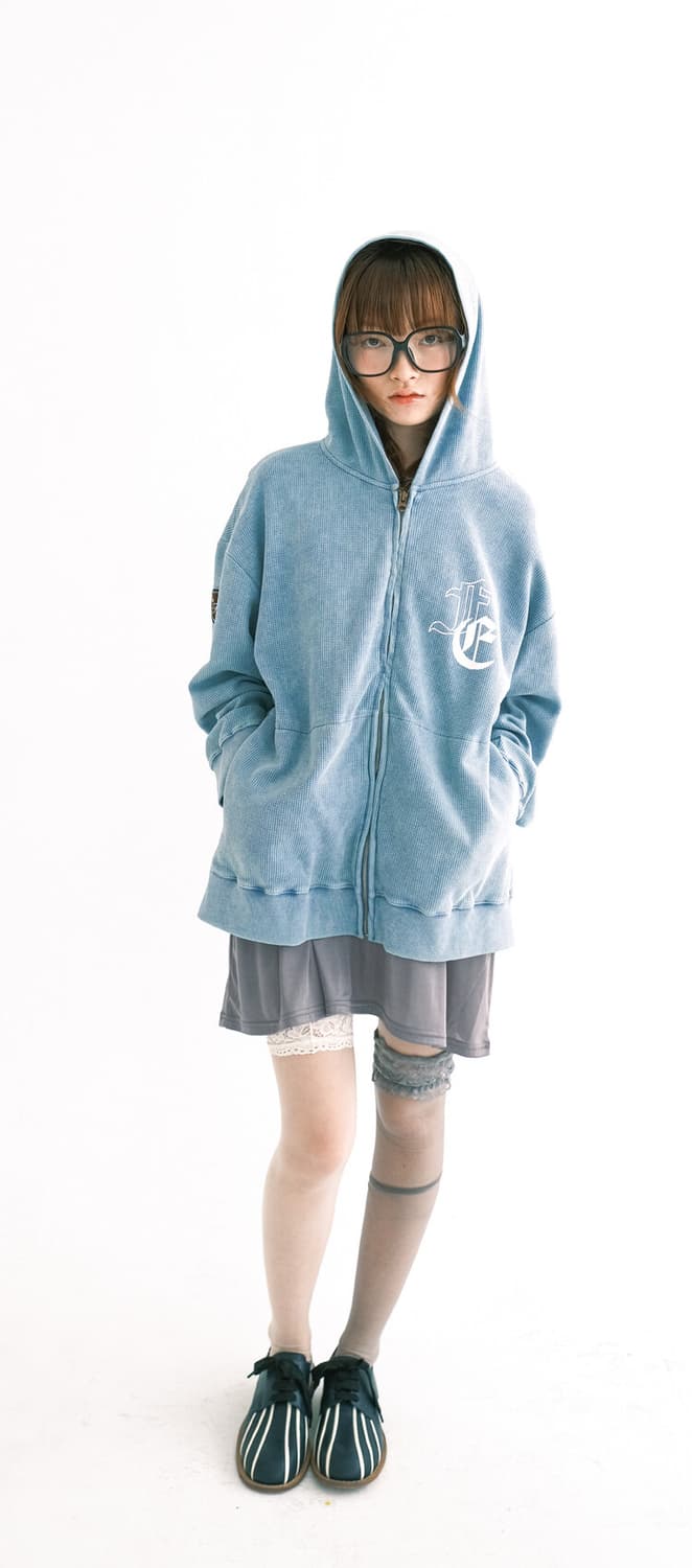 color washing waffle zip-up (sky blue) 상품이미지1