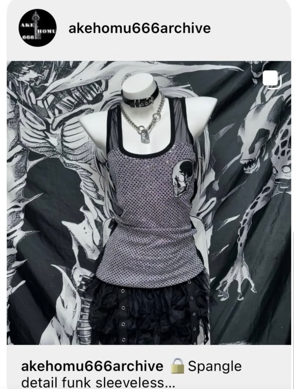 펑크 고딕 고스 갸루 나시 해골 스컬 스팽클 나나깔 나나 y2k 00s 상품이미지2