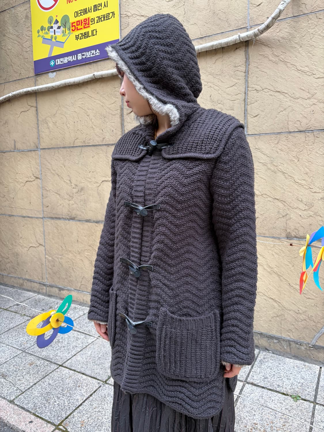 일본 빈티지 모리걸 떡볶이 니트 코트 상품이미지2