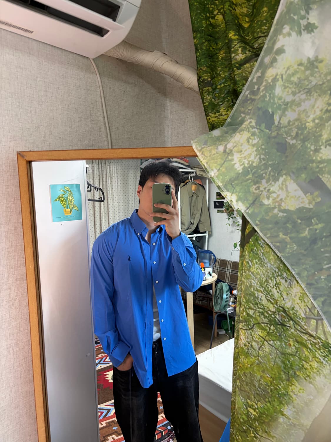 M) 폴로 랄프로렌 클래식핏 드레스 셔츠 포플린 셔츠 블루 상품이미지3