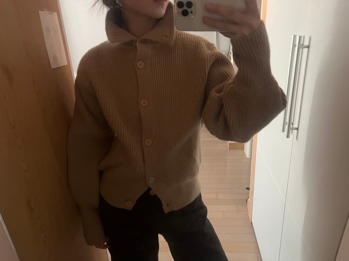 heavy high neck knit cardigan (camel) 상품이미지1