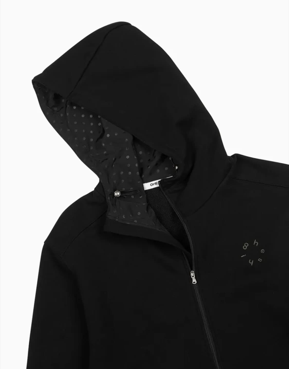 오헤시오 DOT HOODED ZIP-UP, BLACK 상품이미지3