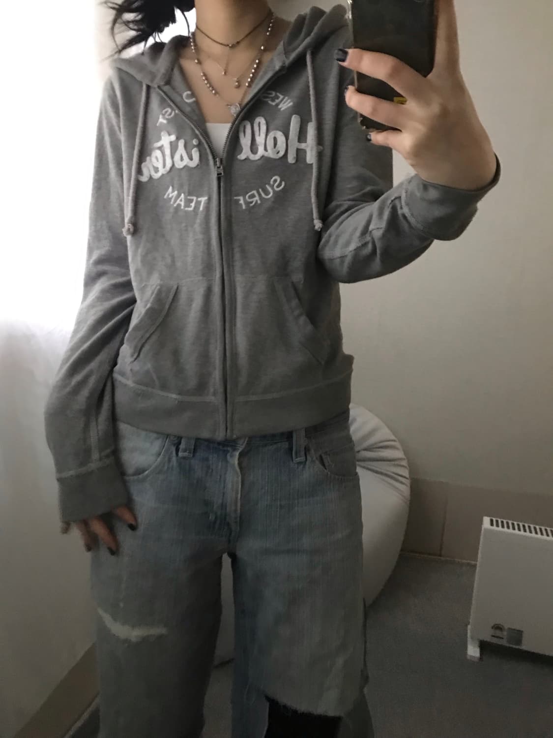 홀리스터 그레이 슬림핏 후드집업 상품이미지1