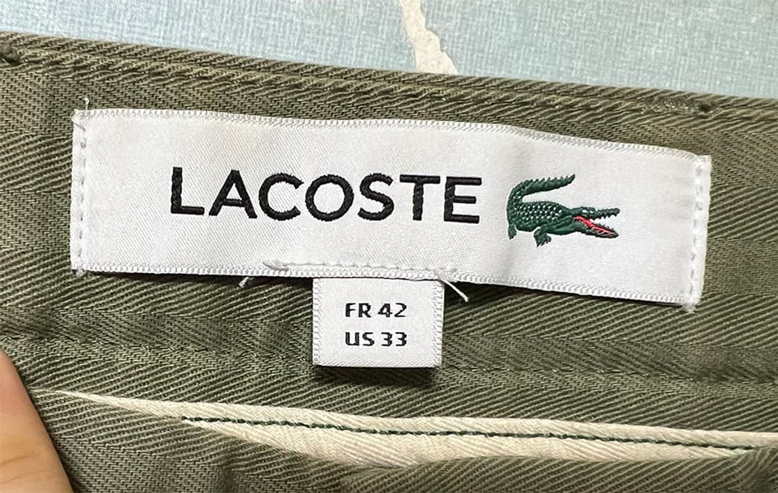 라코스테 남자 면바지 춘추 헤링본 치노팬츠 탱크그린 캐주얼 L 32 상품이미지4