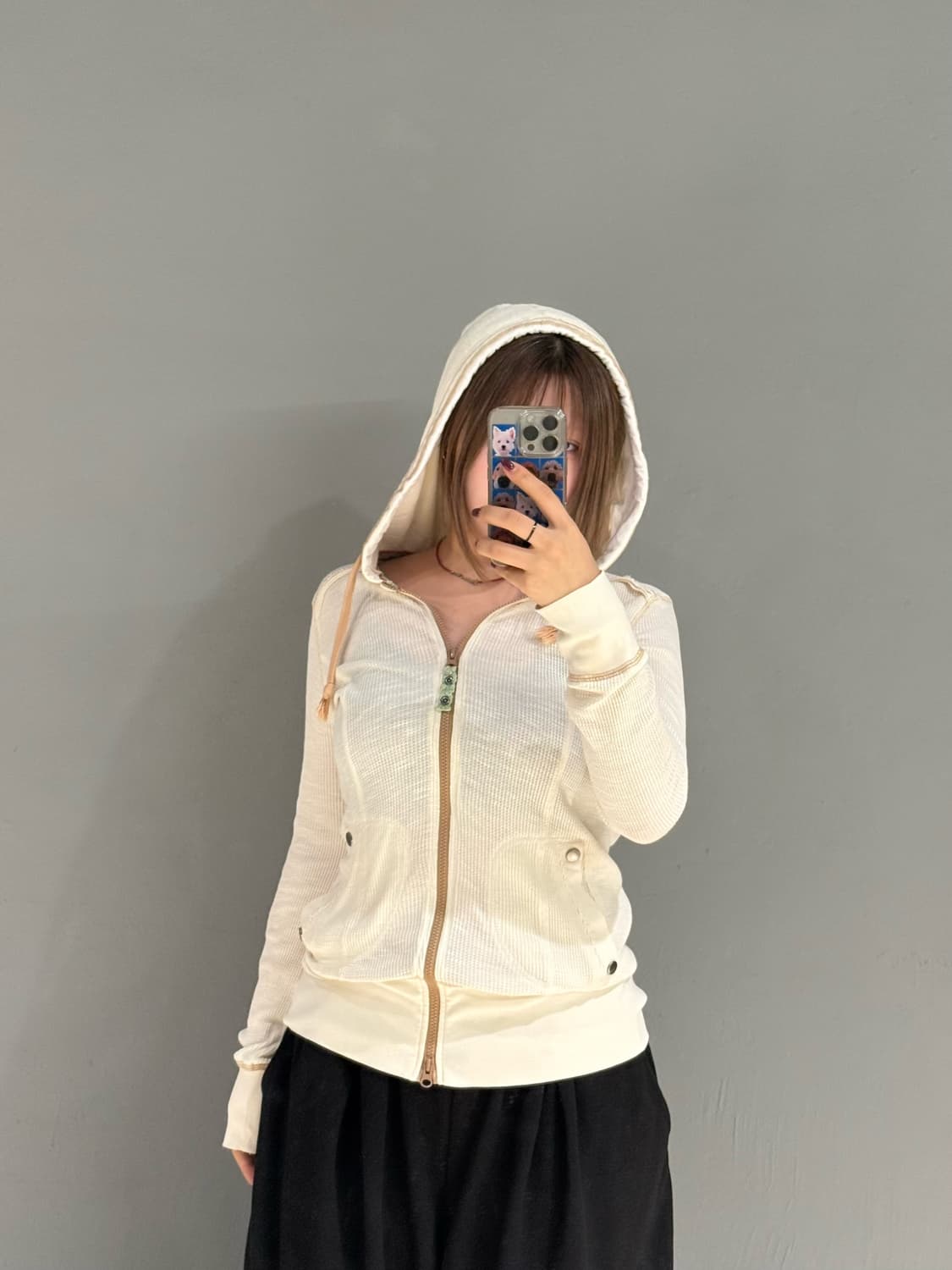 back number waffle 2-way hood zip-up 상품이미지4