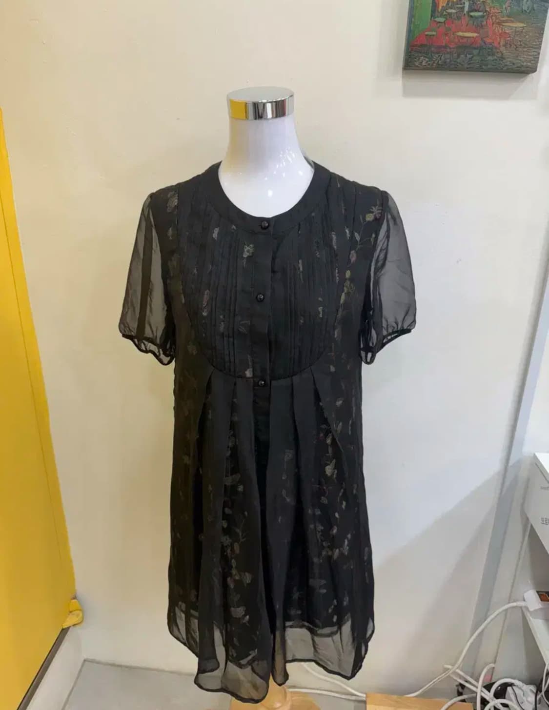 vtg 플라워 자수 시스루 블랙 원피스  상품이미지2