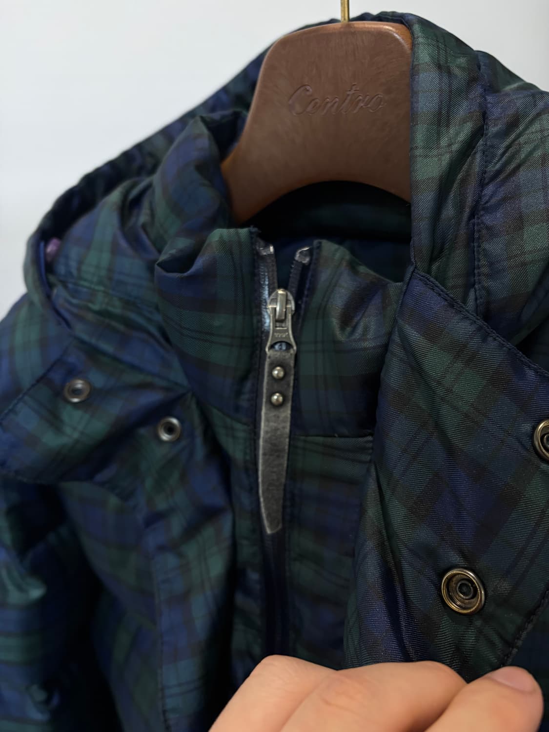 빈폴 진스 타탄체크 블랙와치 덕다운 후드 패딩 상품이미지3