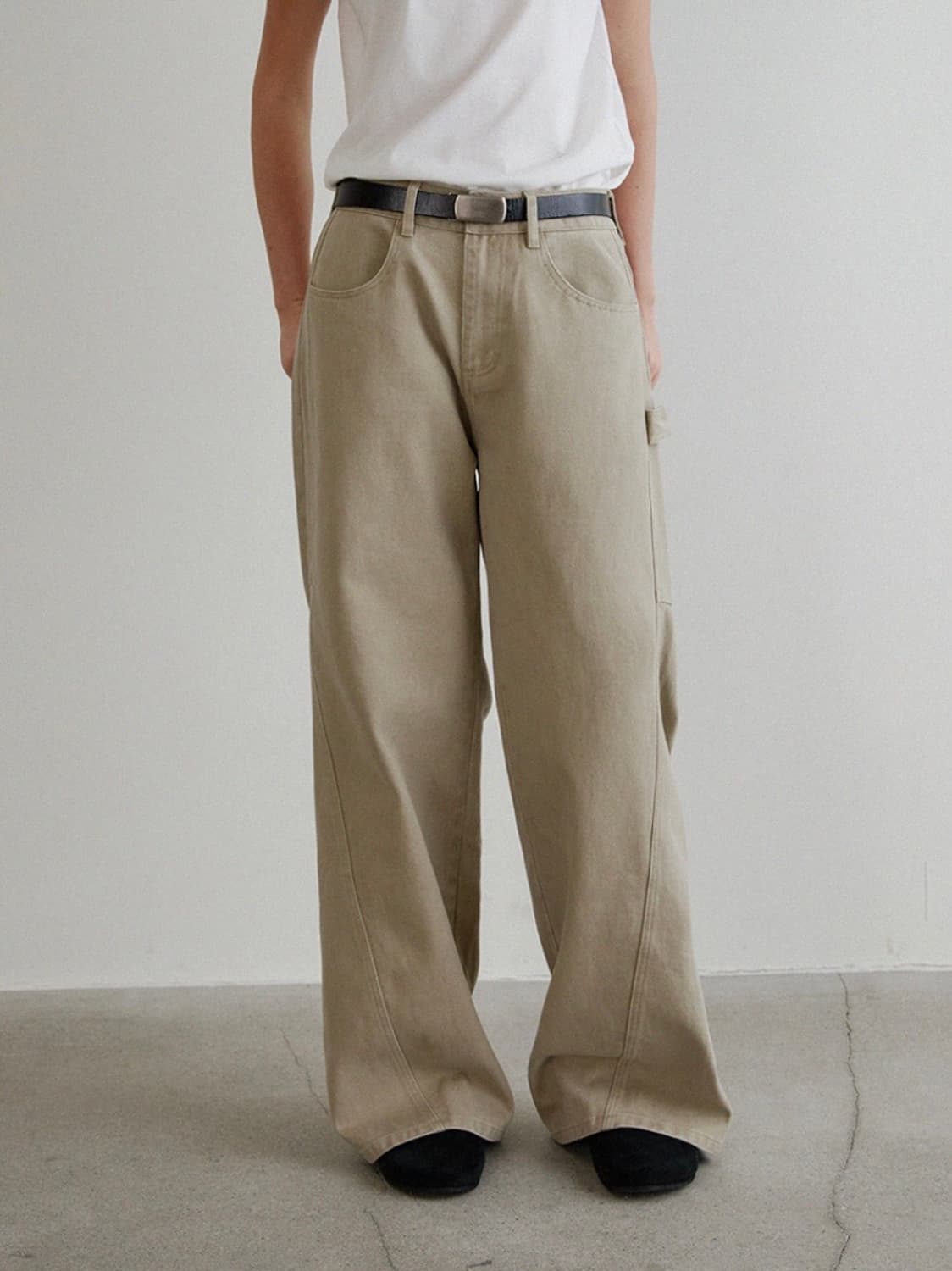 하네 - 커브드 킹크 카펜터 코튼 팬츠 상품이미지1