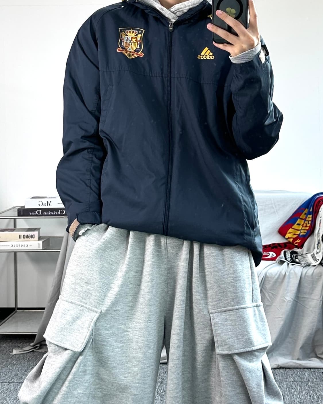 아디다스 네이비 스페인 국대 바람막이 L 상품이미지3