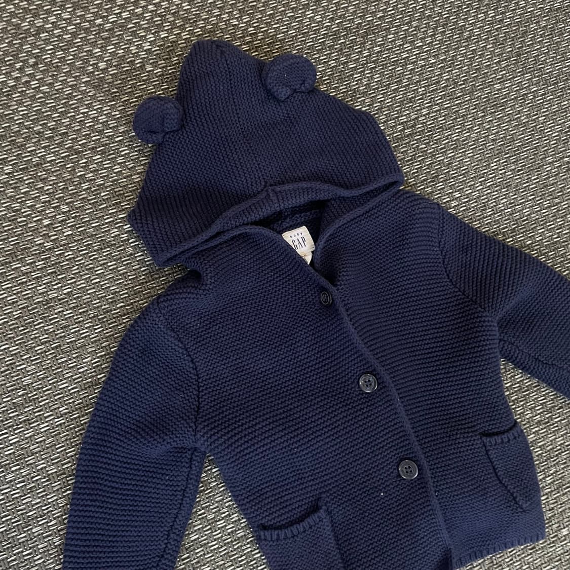 키즈 베이비 갭 네이비 짜임 베어후드 니트가디건 상품이미지3