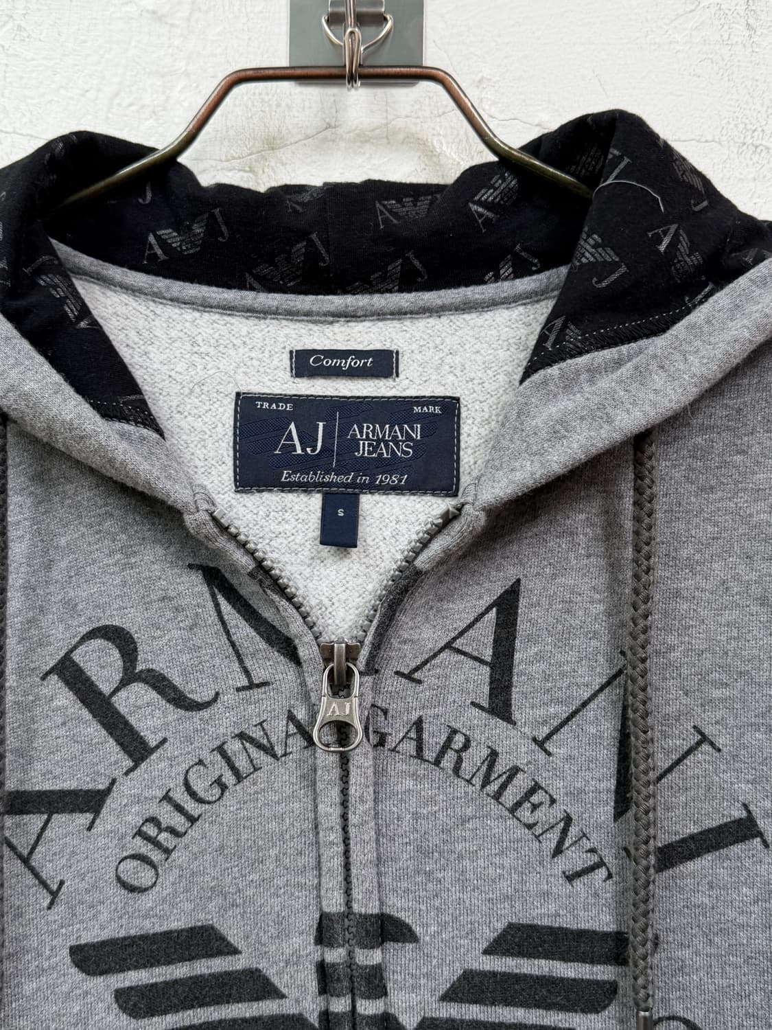 Armani Jeans 00s 그레이 로고 후드 집업 S 상품이미지2