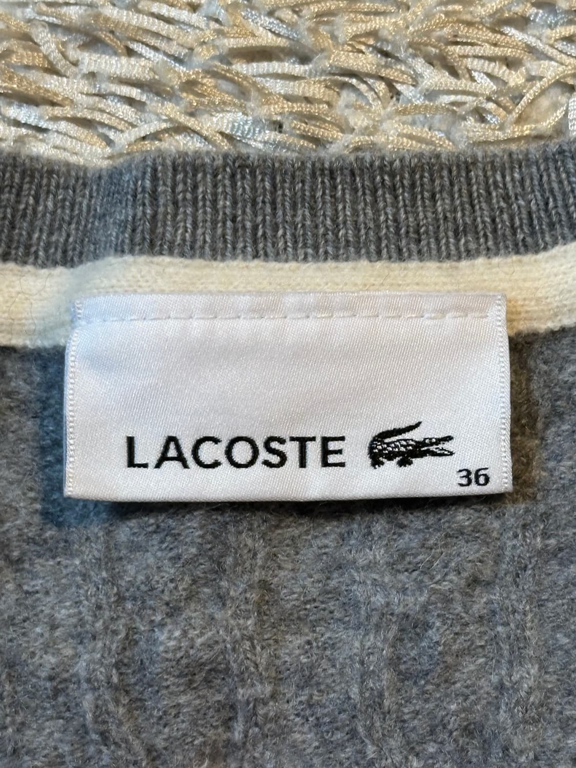 라코스테 LACOSTE 신형 케이블 울 가디건 그레이 여성 36 상품이미지4