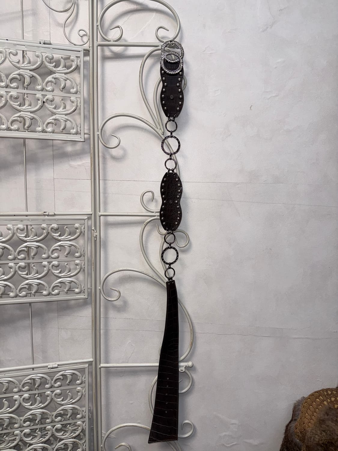 Dark brown ethnic cubic chain belt  상품이미지3