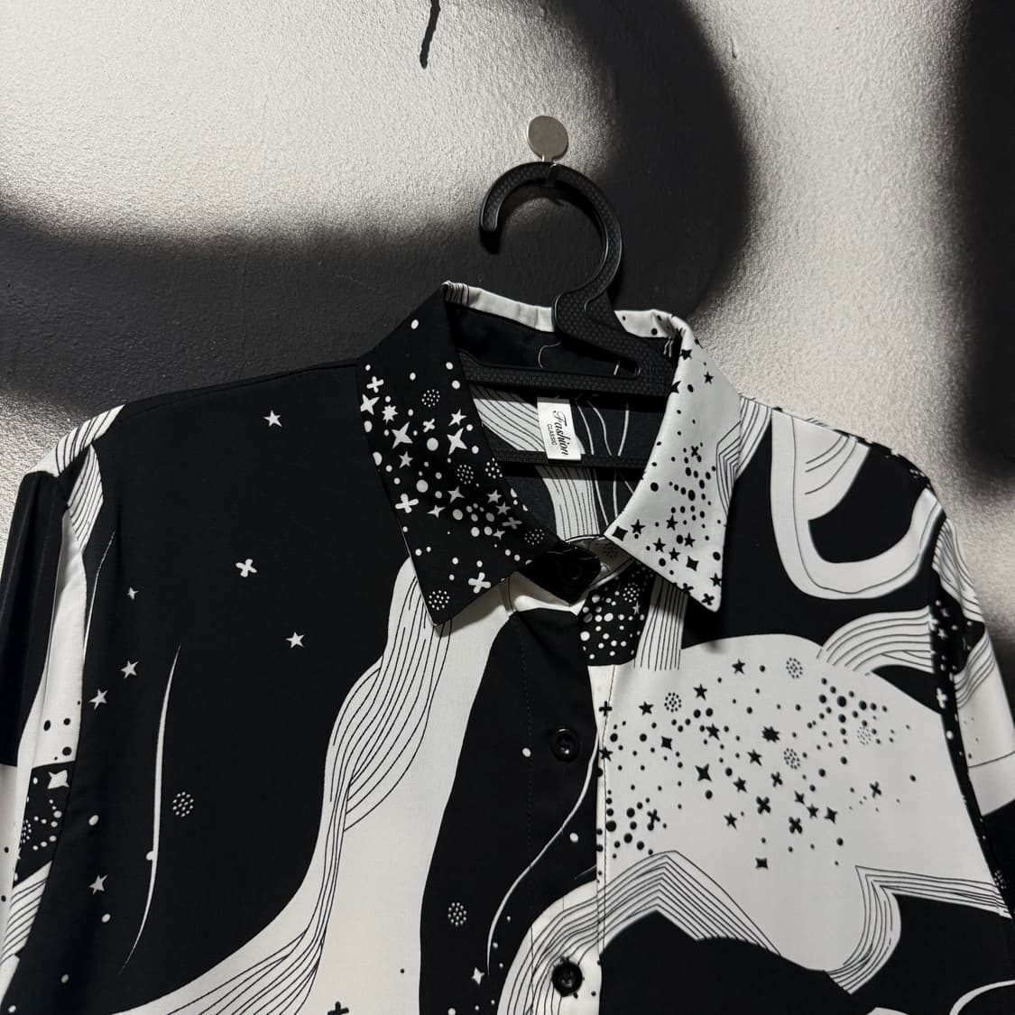 VTG 빈티지 별 패턴 블랙 화이트 긴팔 셔츠 상품이미지2