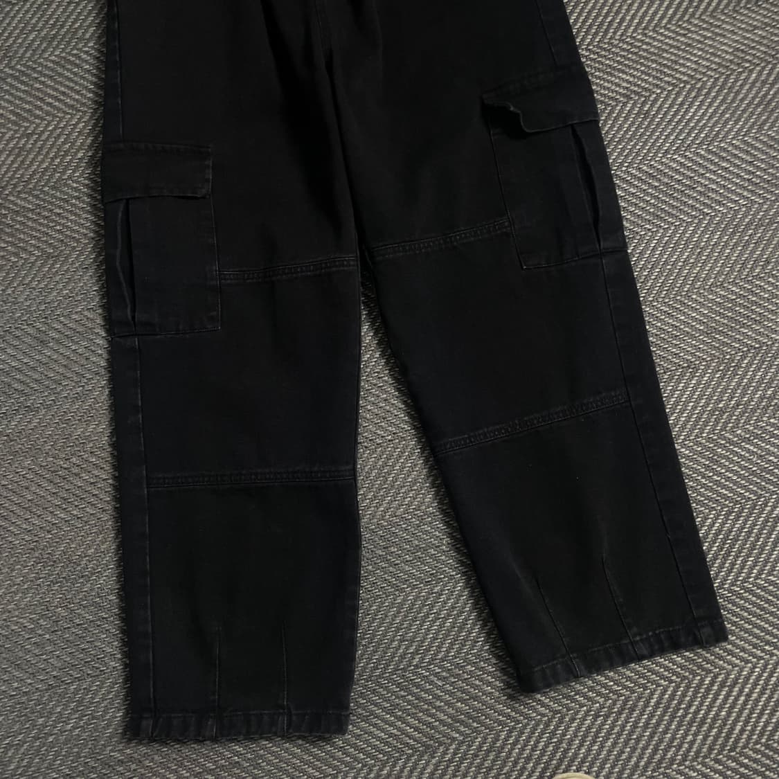 빈티지 루즈핏 데님 카고 팬츠 블랙o 4838 상품이미지2