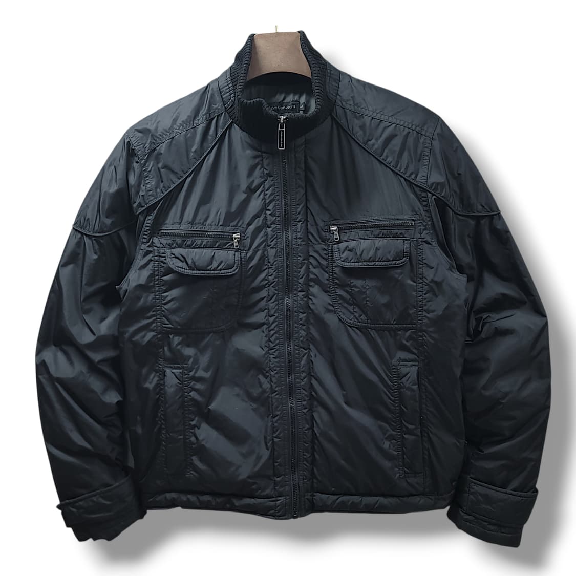 [L] 캘빈클라인 블랙 멀티포켓 나일론 쉘 다운 자켓 상품이미지1