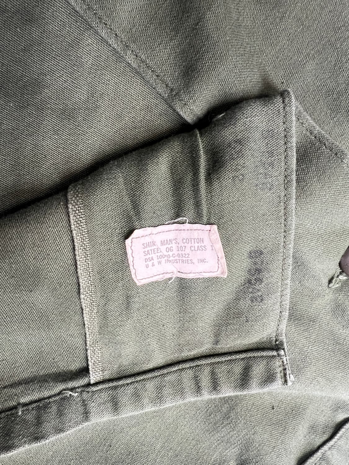 70‘s US Army 7사단 OG-107 유틸리티 셔츠 상품이미지5