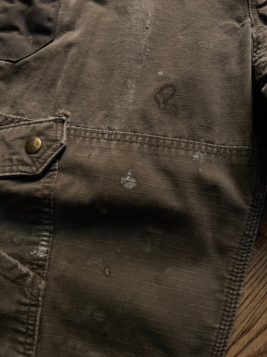 [32]칼하트 USA 더티워싱 다크커피 립스탑 더블니 워크 카고 팬츠 상품이미지6