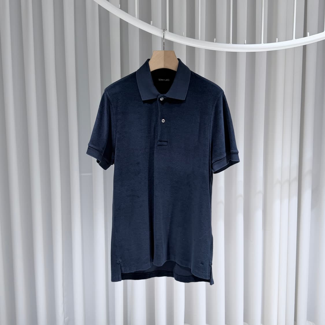 (A+/52) / 톰포드 테리 타월링 코튼 폴로 카라 반팔 티셔츠 네이비 상품이미지1