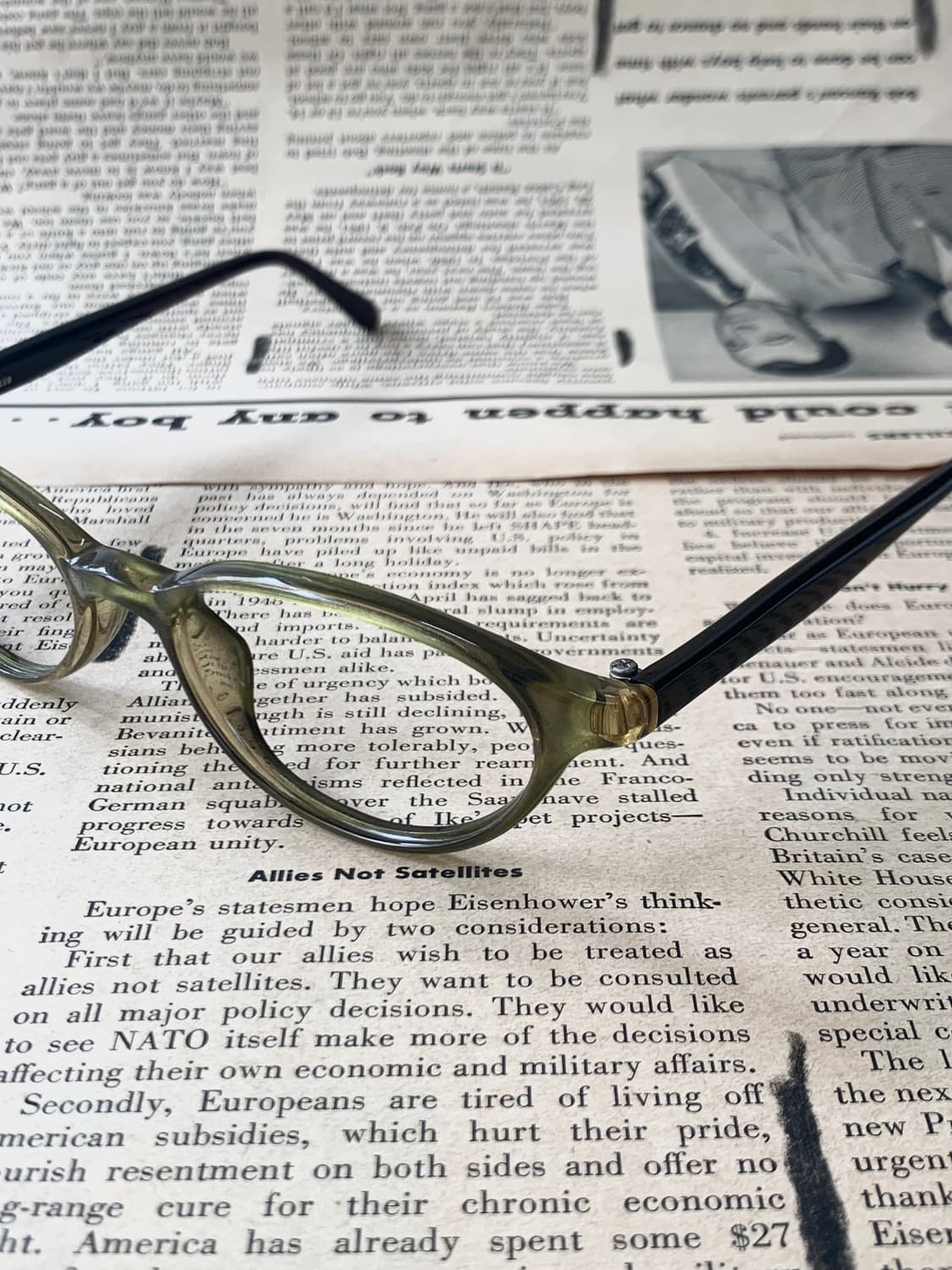 [픽키-619] 카키 투명 브라운 팁 뿔테 안경 데드스탁 빈티지  상품이미지2