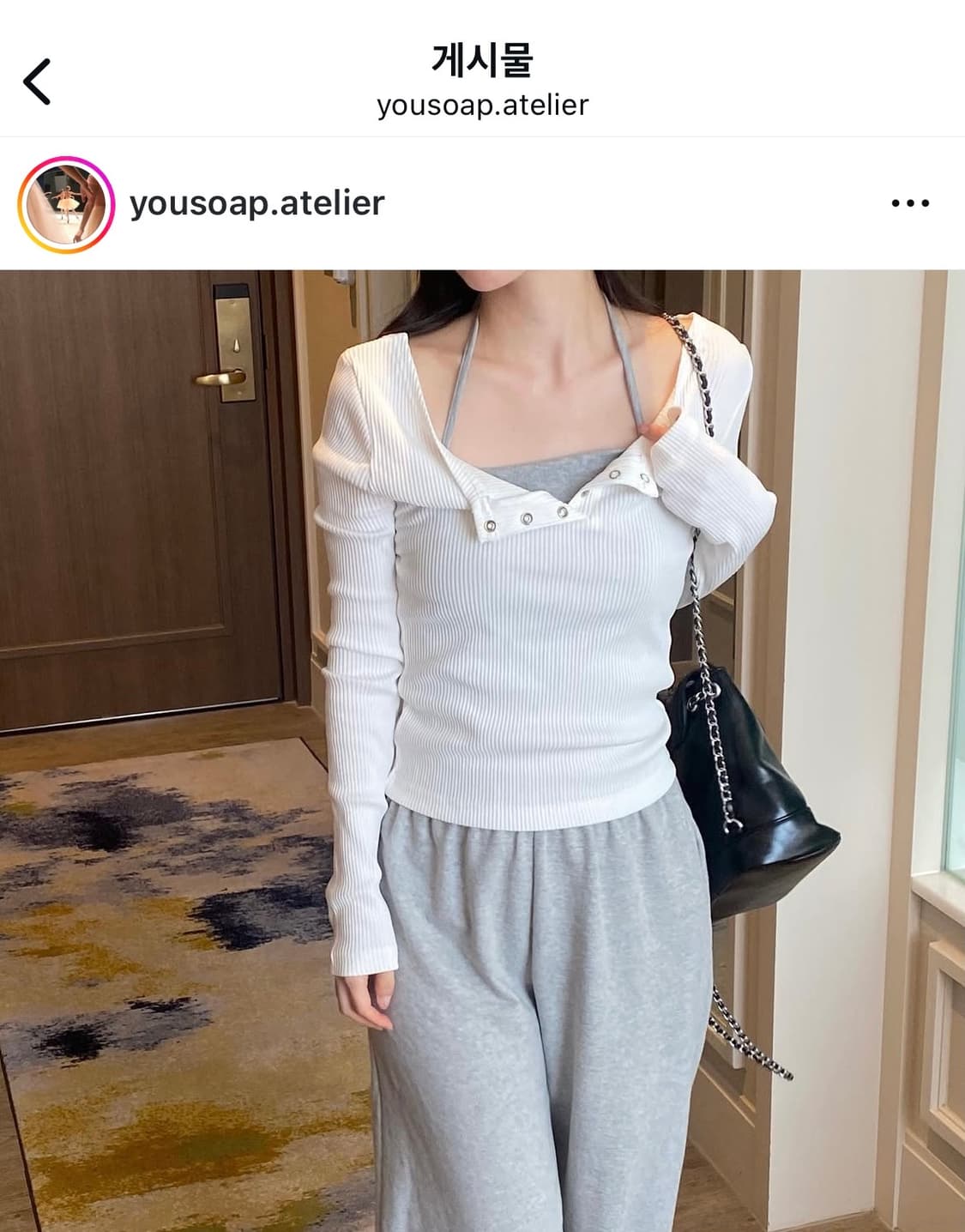 유솝 SOA 모브 버튼 티셔츠(화이트) + 회색 슬리브리스 상품이미지2