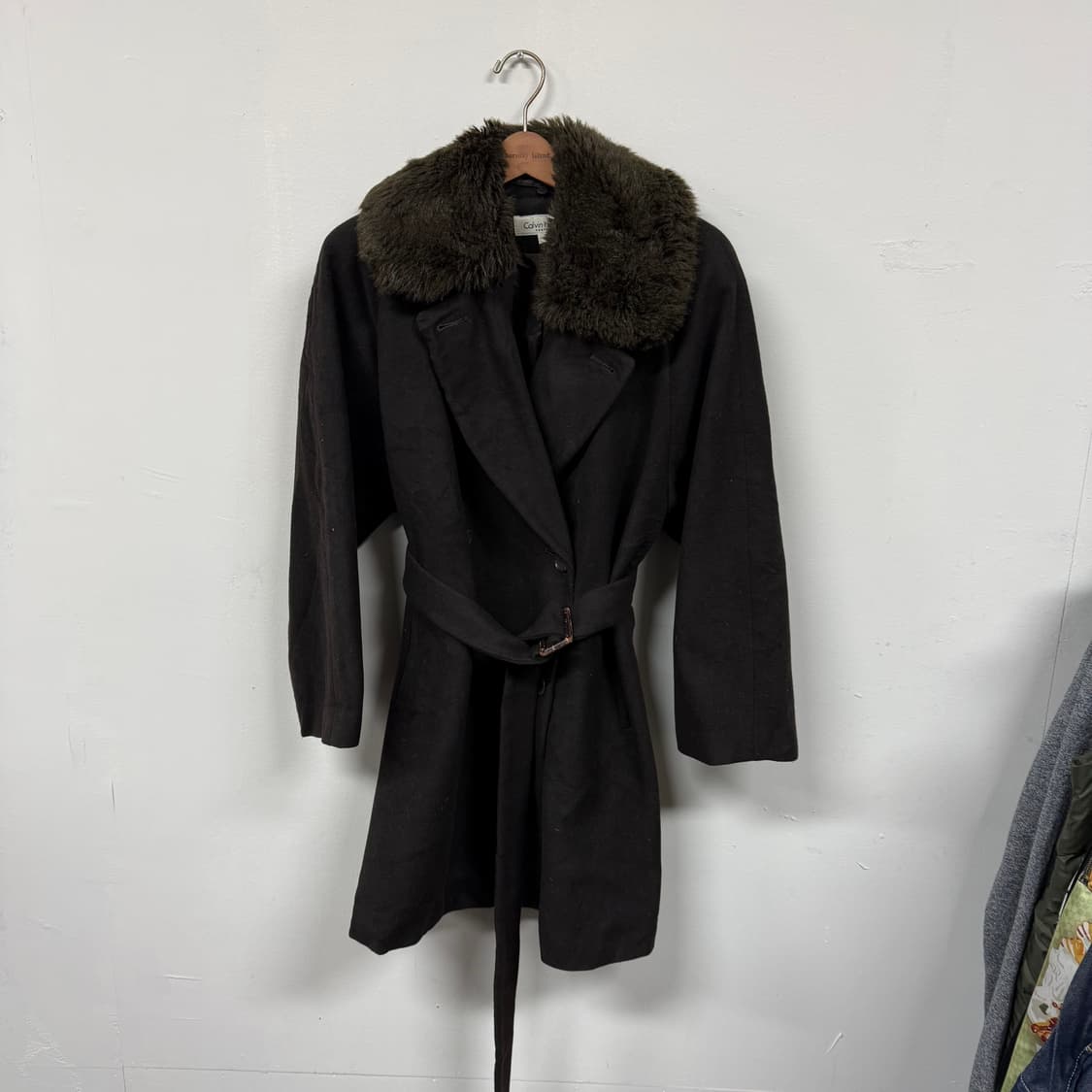 90s 캘빈클라인 퍼 트리밍 더블 코트 아카이브 상품이미지1