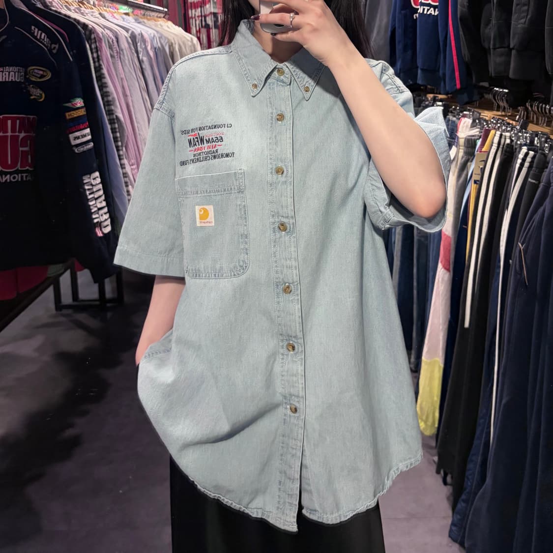 [IM] Carhartt 칼하트 데님 반팔 셔츠 연청 상품이미지1
