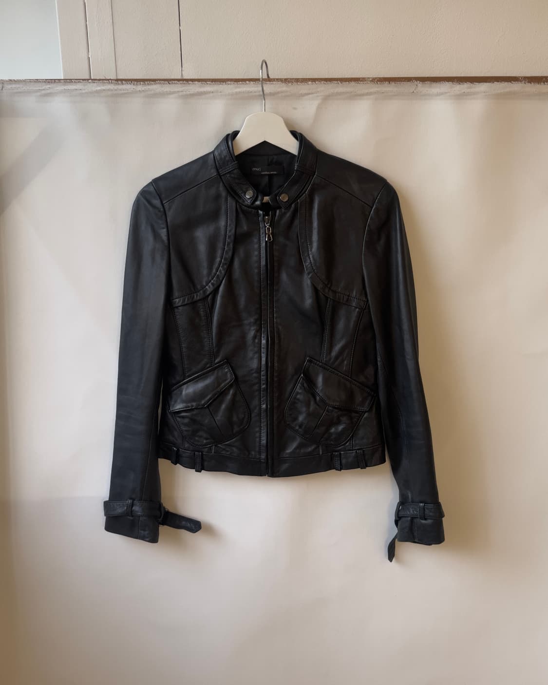 [Vintage] Belted Leather Moto Jacket 상품이미지1
