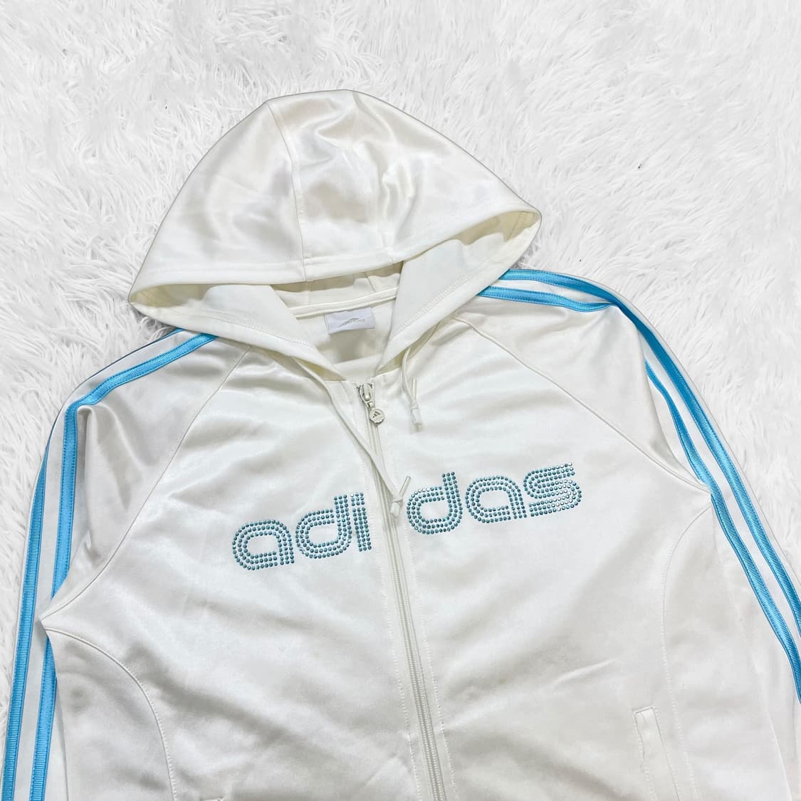 아디다스 스펠 로고 글리터 후드 집업 져지 아이보리 상품이미지3
