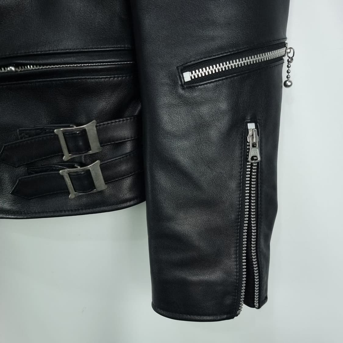 [러커즈] 리얼 카우 레더 소가죽 사선 레더 라이더 자켓 M18706 상품이미지6