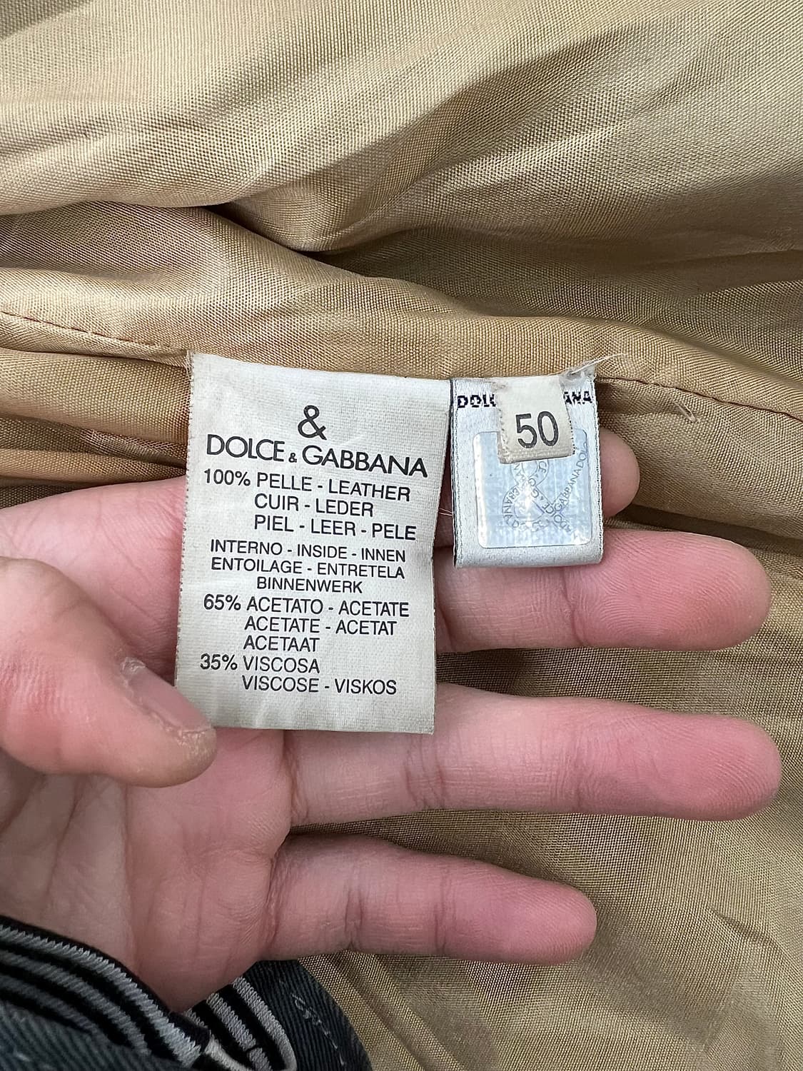 돌체 앤 가바나 브라운 아플리케 스트라이프 펠레 레더 스냅 버튼 자켓 상품이미지8