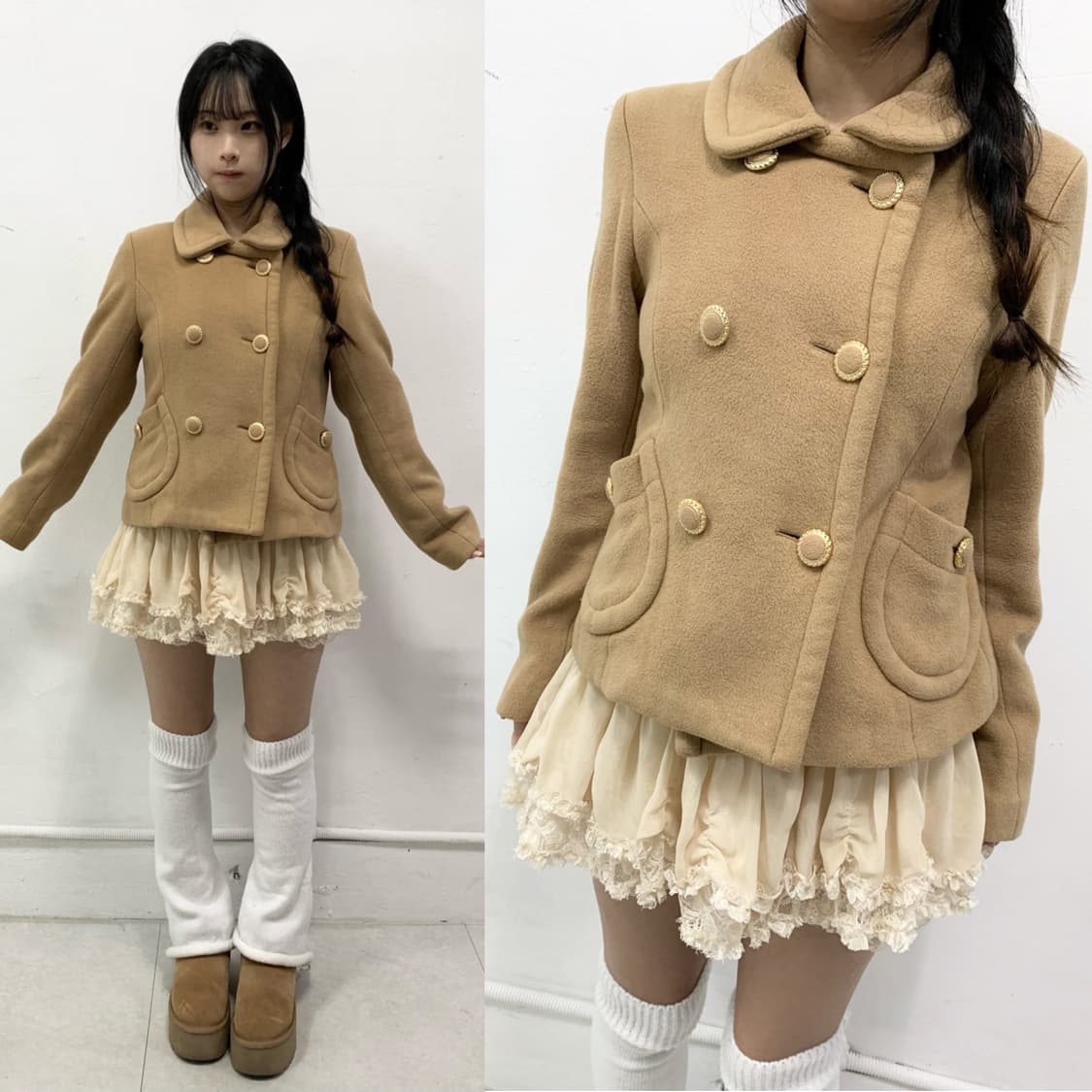 [INGNI] 잉그니 라떼갸루 리락쿠마 안감도트 숏코트 상품이미지1