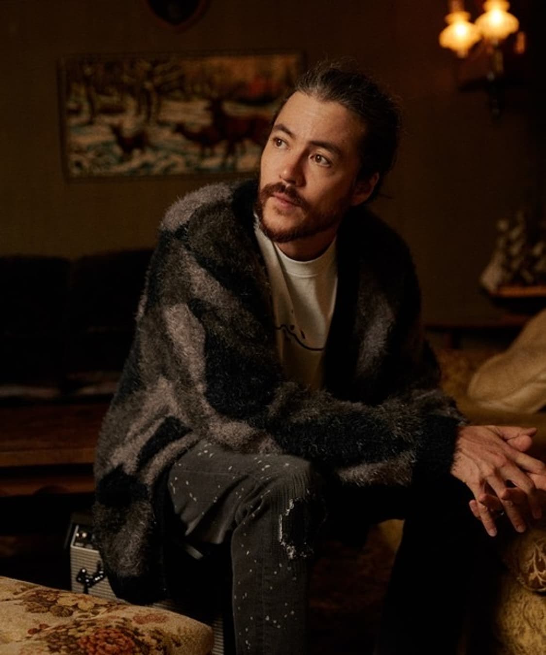 넘버나인 아가일 모헤어 가디건 상품이미지1