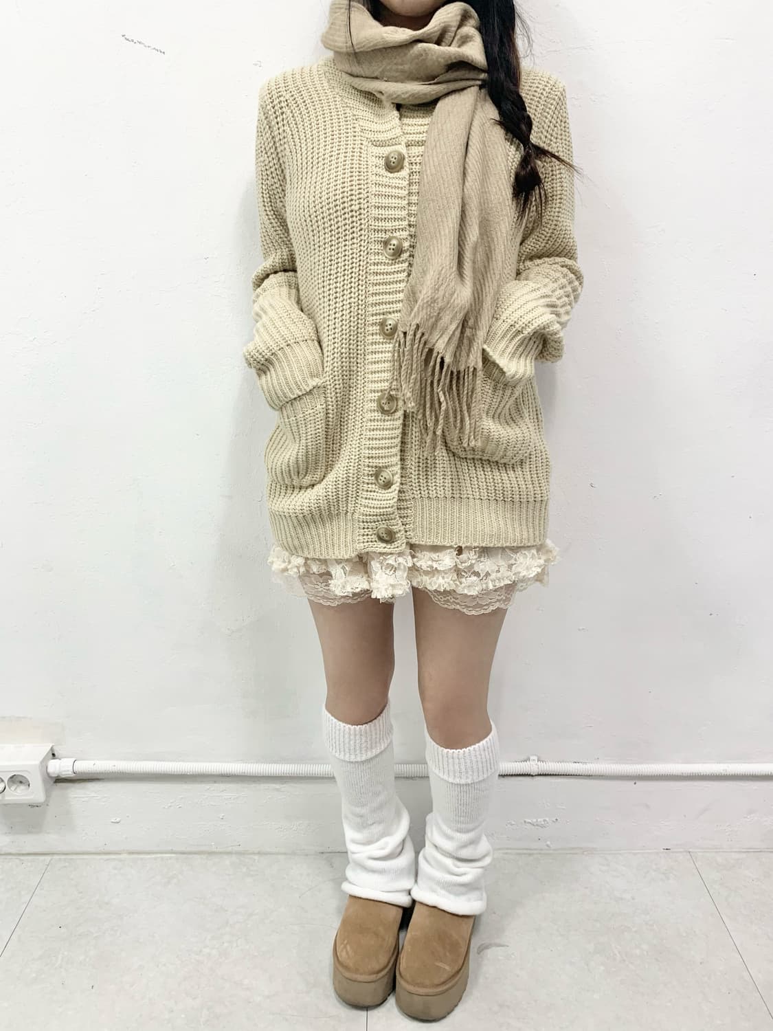 [JPN] 목도리 증정/ 라떼갸루 코리락쿠마 니트 가디건 상품이미지2