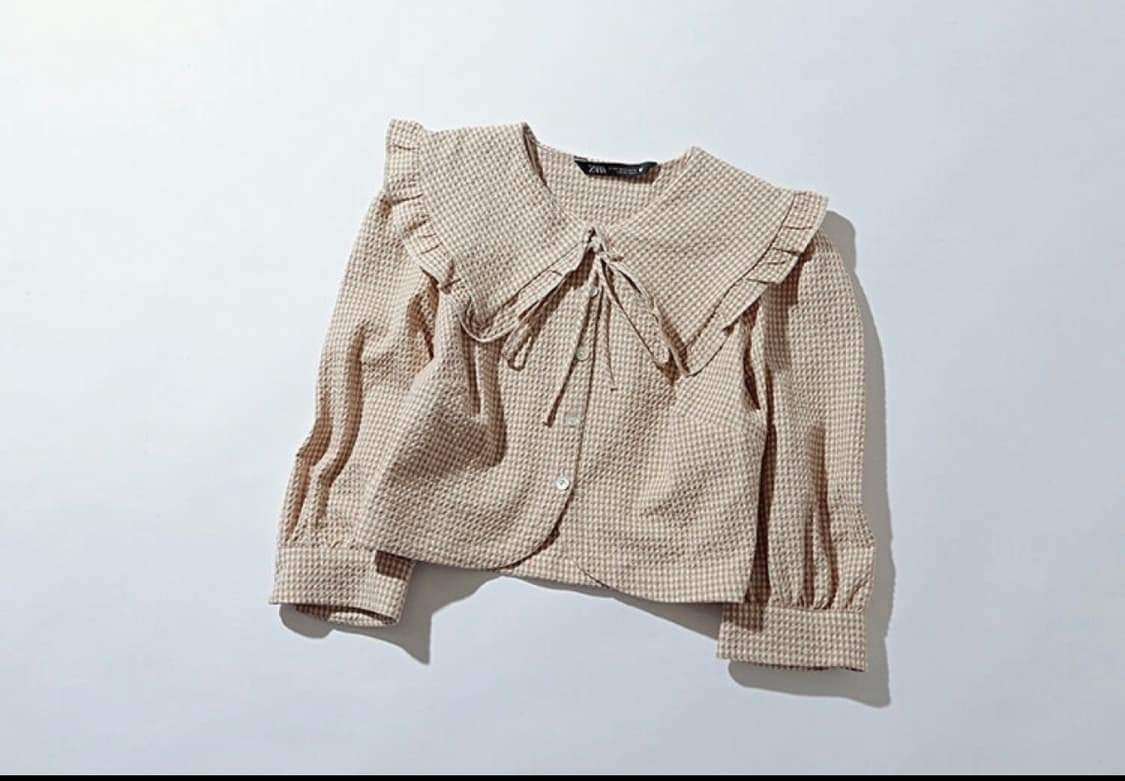 Zara texture check top 자라 깅엄체크 가니블라우스 상품이미지1