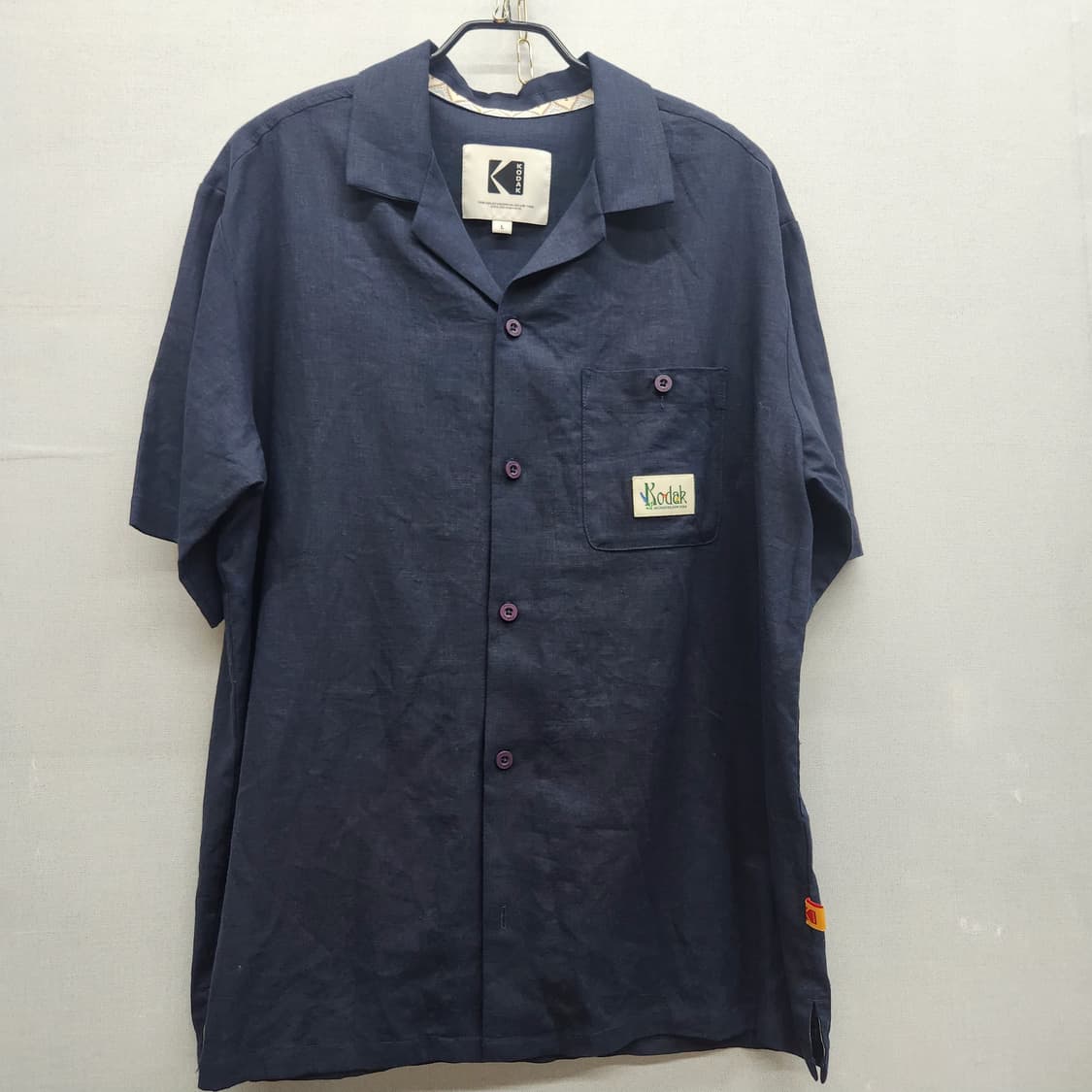 코닥 원포켓 플라워 자수 린넨 혼방 반팔셔츠 L(XL) 상품이미지2