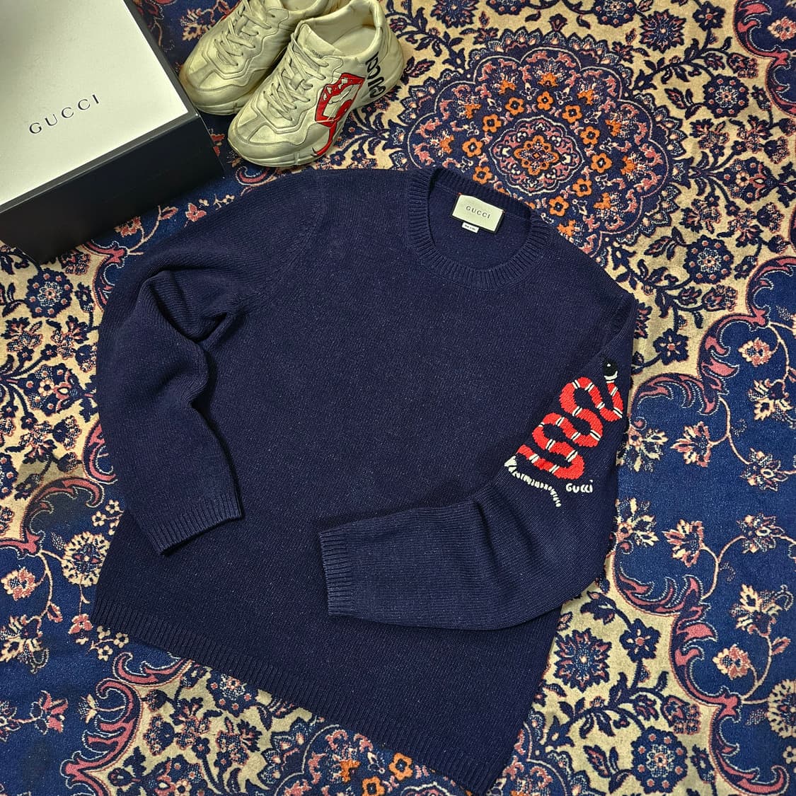 구찌(Gucci) 스네이크 자수 울 스웨터 XL size 상품이미지1