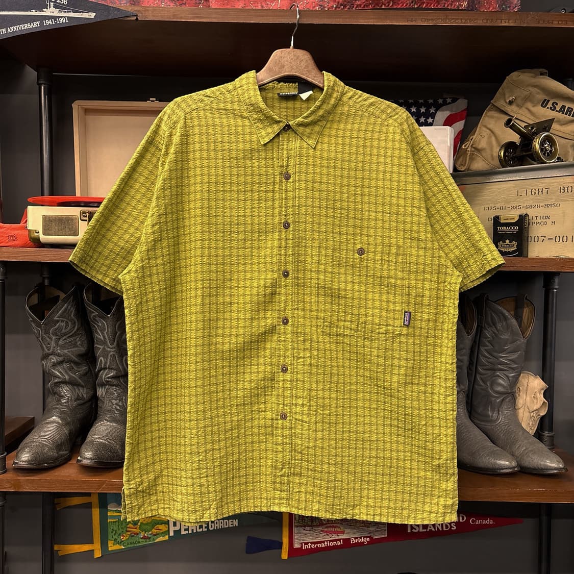 00s 파타고니아 어크로스 체크패턴 시어서커 셔츠 올리브 N1154 상품이미지1