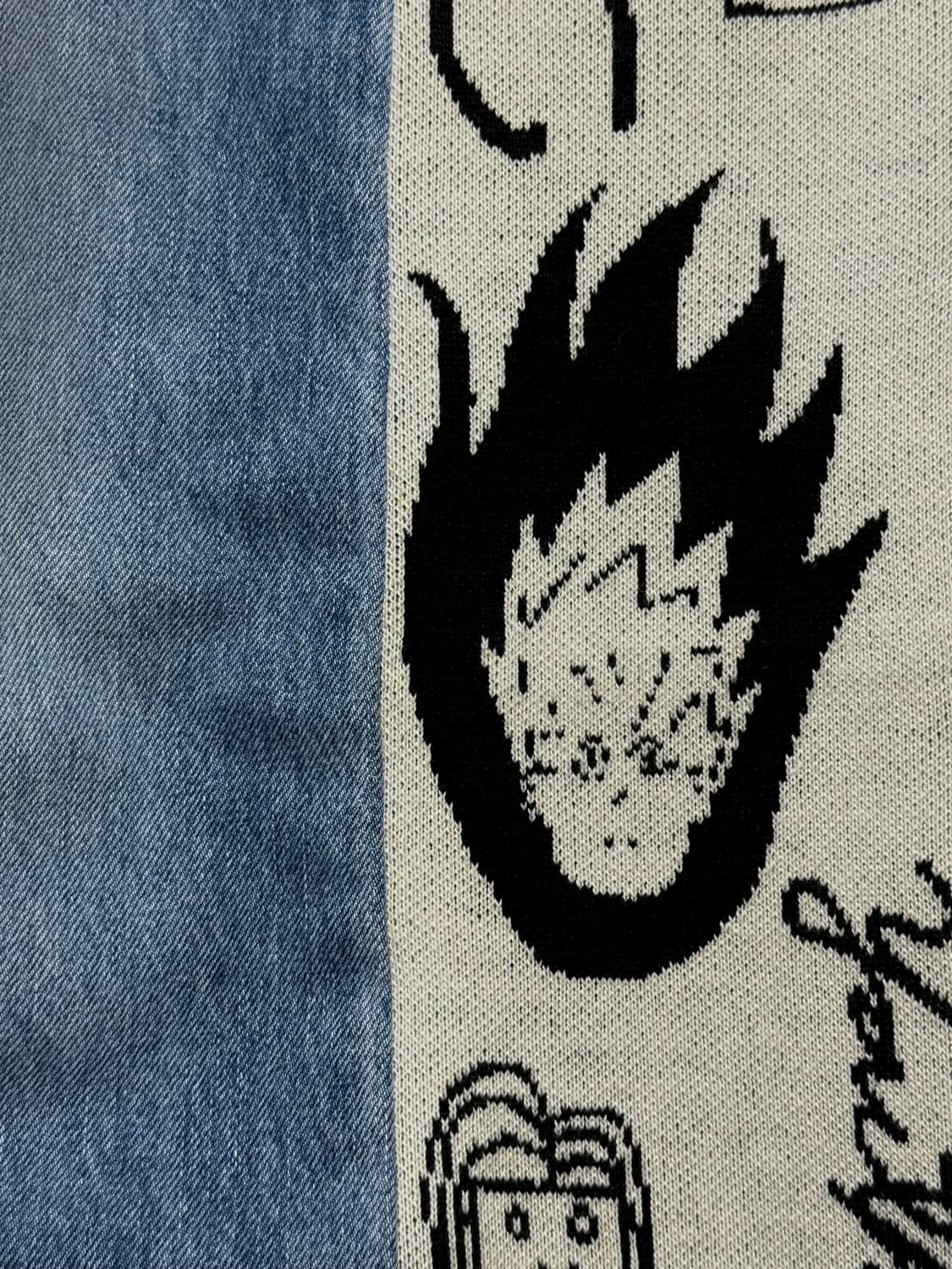 유쓰배쓰-니트 트리밍 워싱 데님 (라이트블루) 상품이미지5