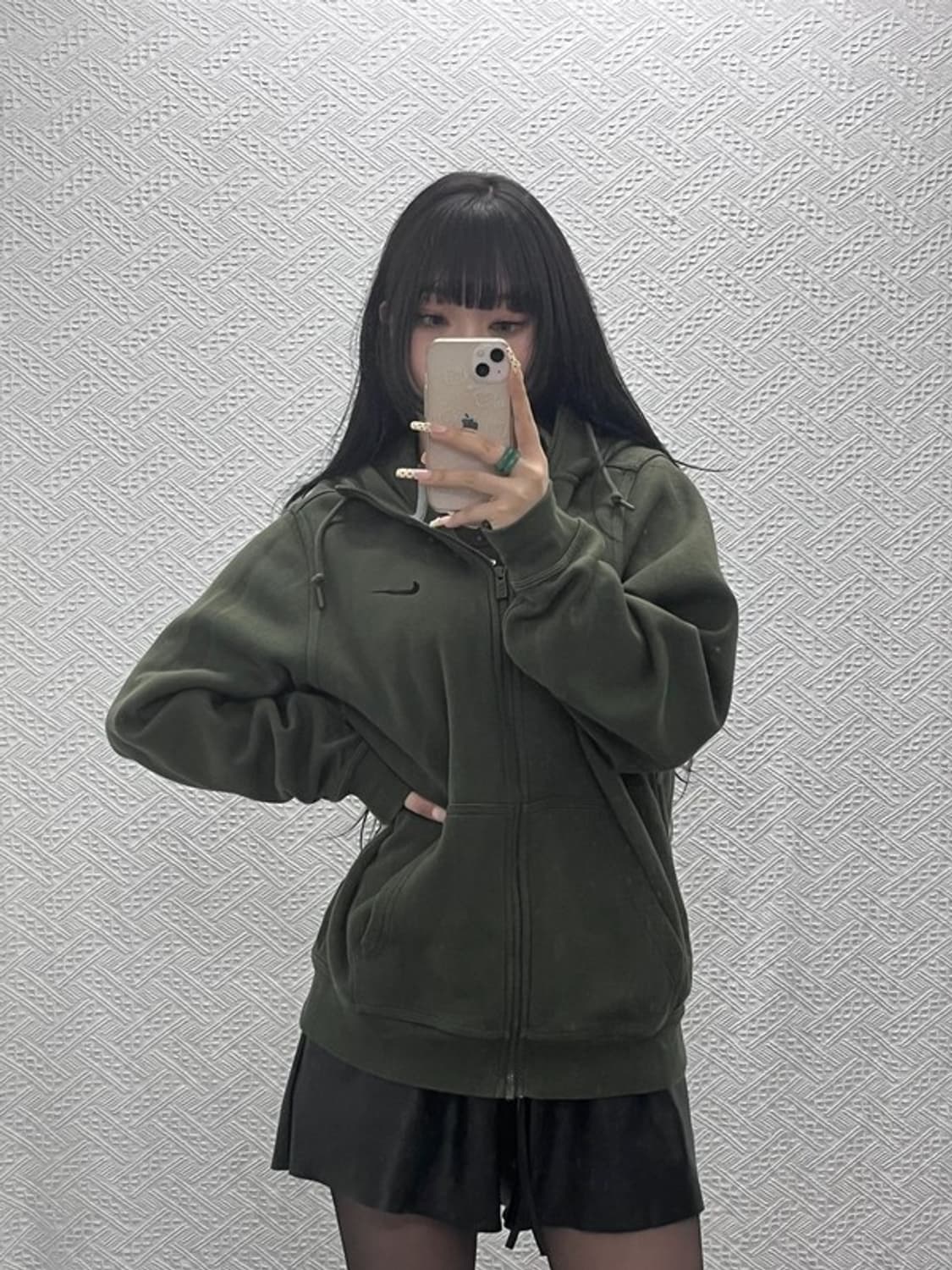 나이키 빈티지 캐주얼 딥말차카키 기모 후드집업 XXL C09830 상품이미지2