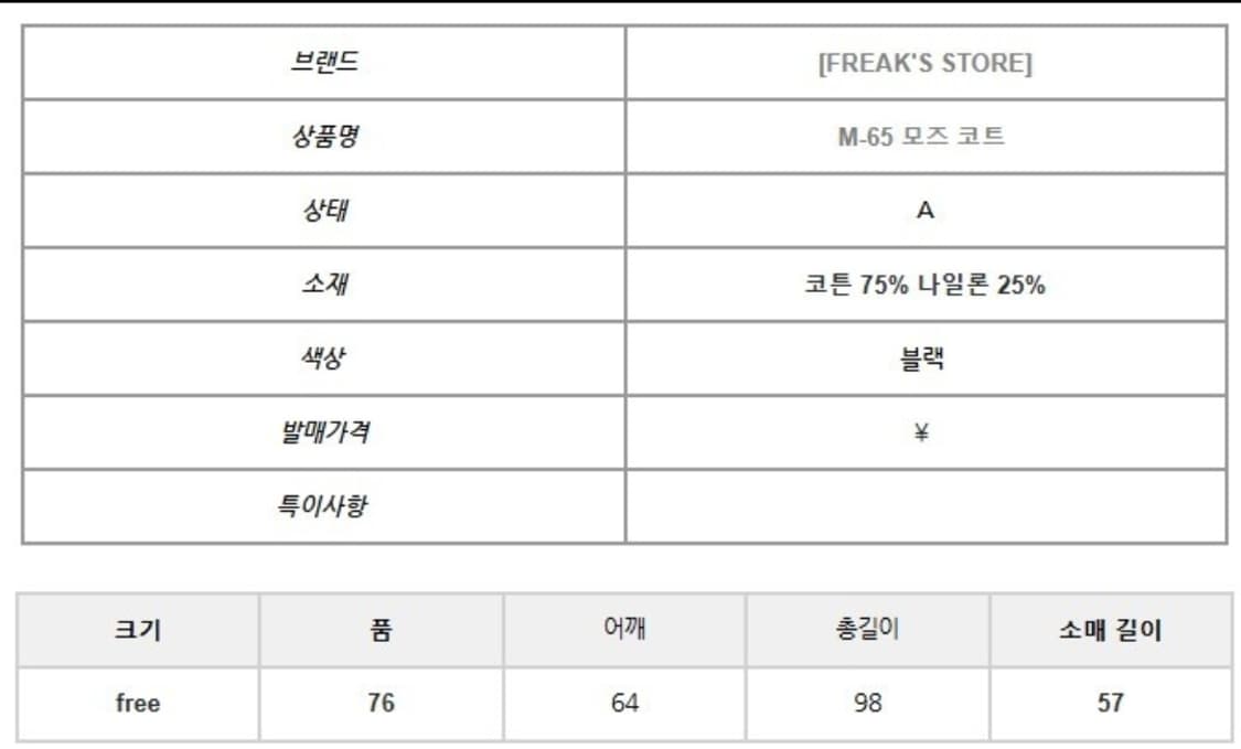 프릭스토어 M65 모즈 코트 상품이미지2