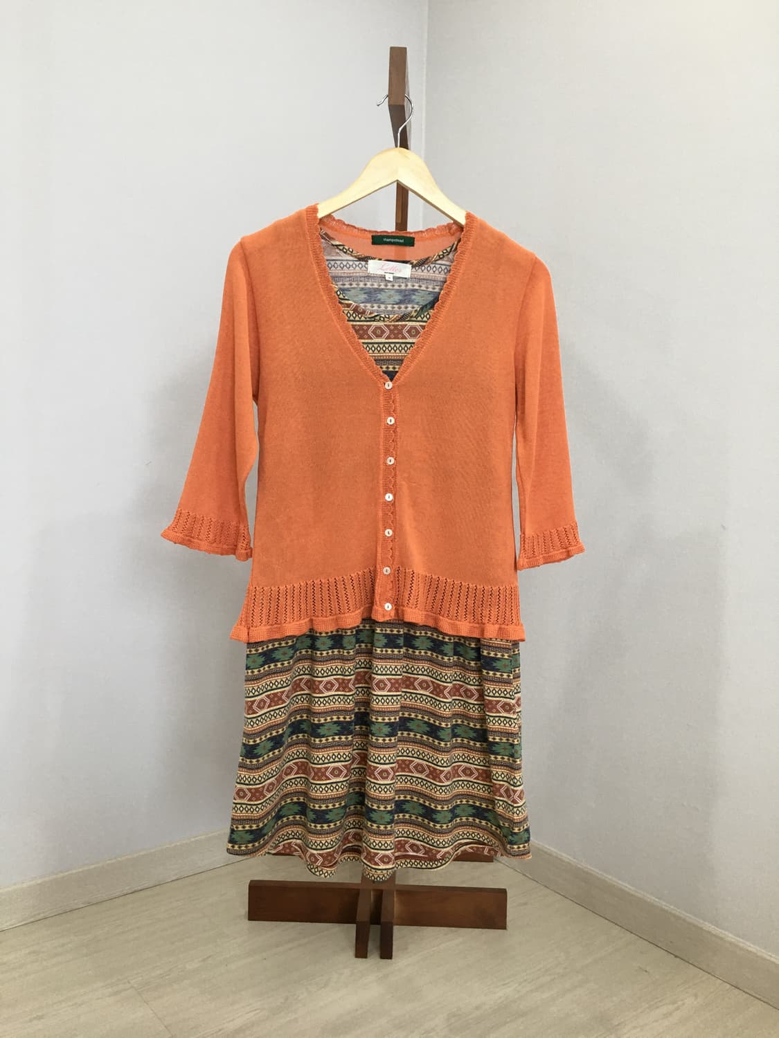 jpn빈티지 히피 가디건+원피스 세트 상품이미지1