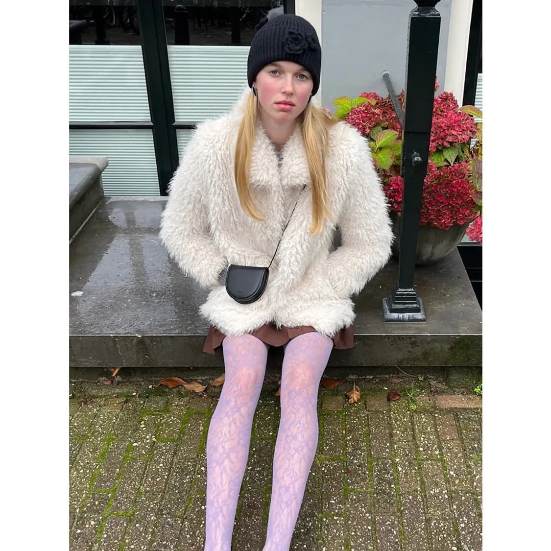 시눈 Flower beanie (Black) 상품이미지4