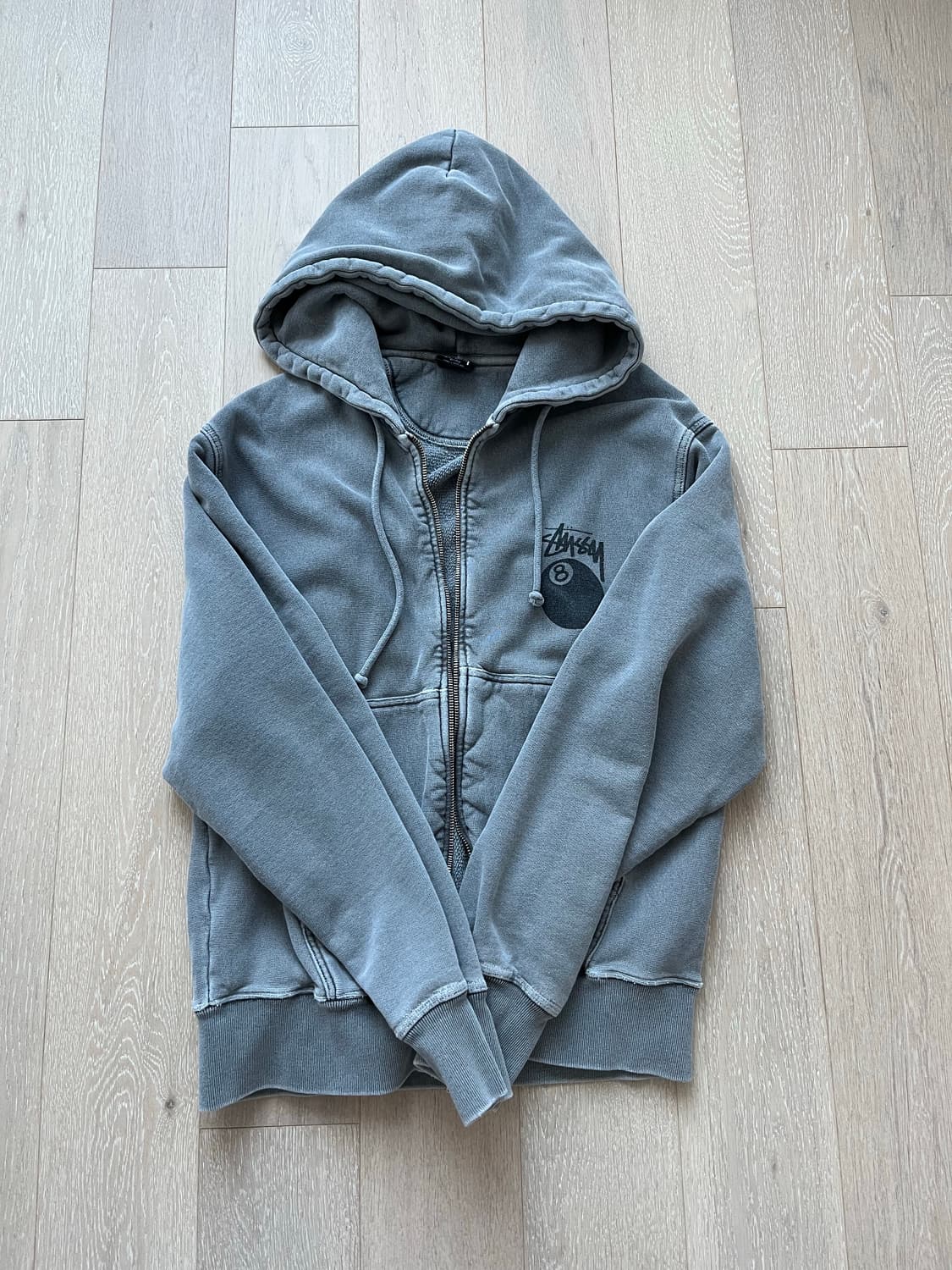 스투시 8볼 피그먼트 후드집업 블랙 s size 상품이미지2