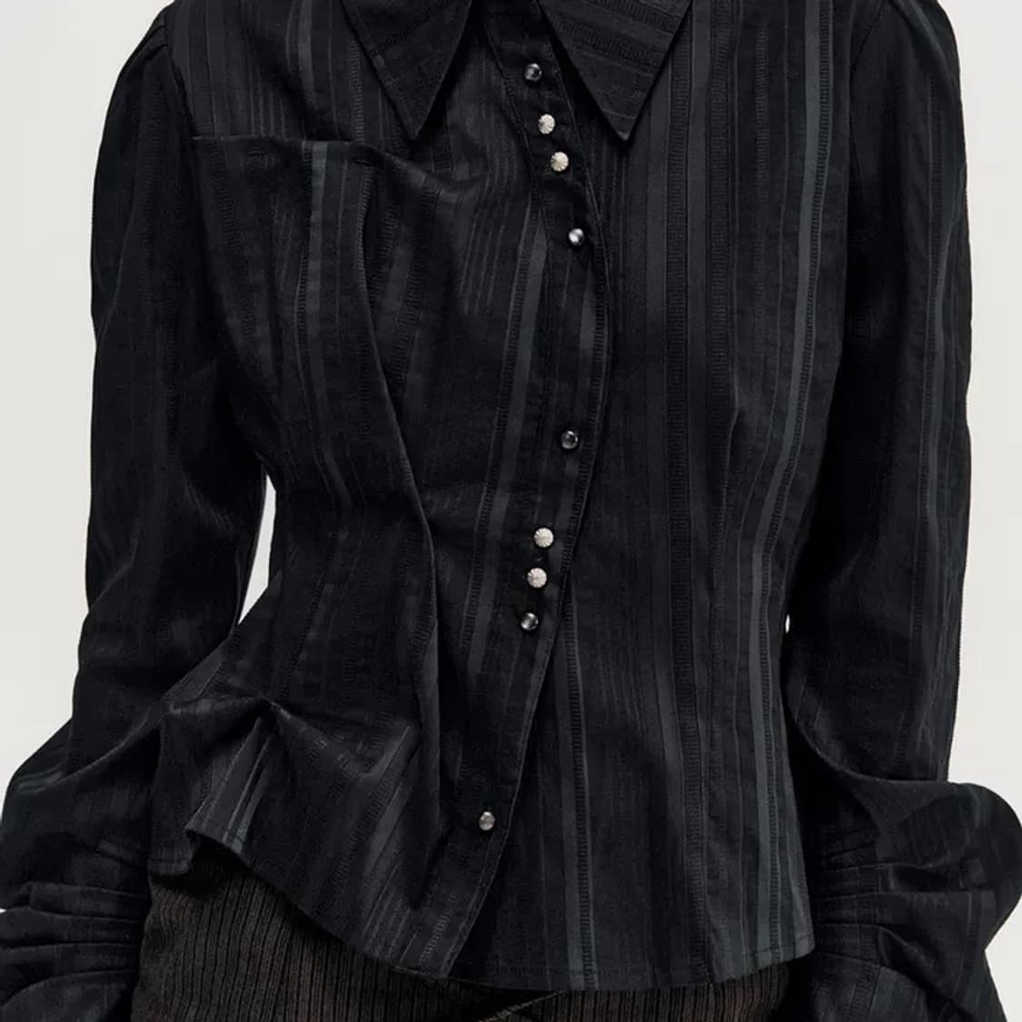 킴지수 DOZI 롱 슬리브 버튼 업 셔츠 블랙 M 상품이미지2